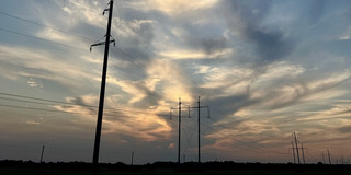 Power lines in the evening sky of Stara Uschyzja Power lines in the evening sky of Stara Uschyzja